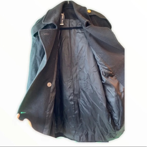 Albert Nipon Black Wool Pea Coat - Picture 10 of 16